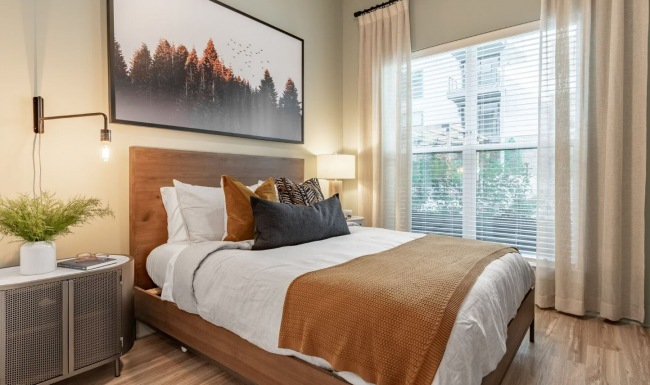 Primary bedroom with oversized windows