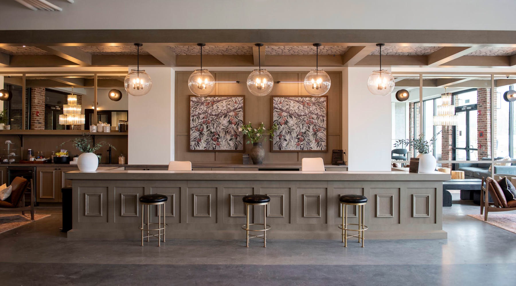 Welcome to The Boulevard at Grant Park resident lounge with concierge counter